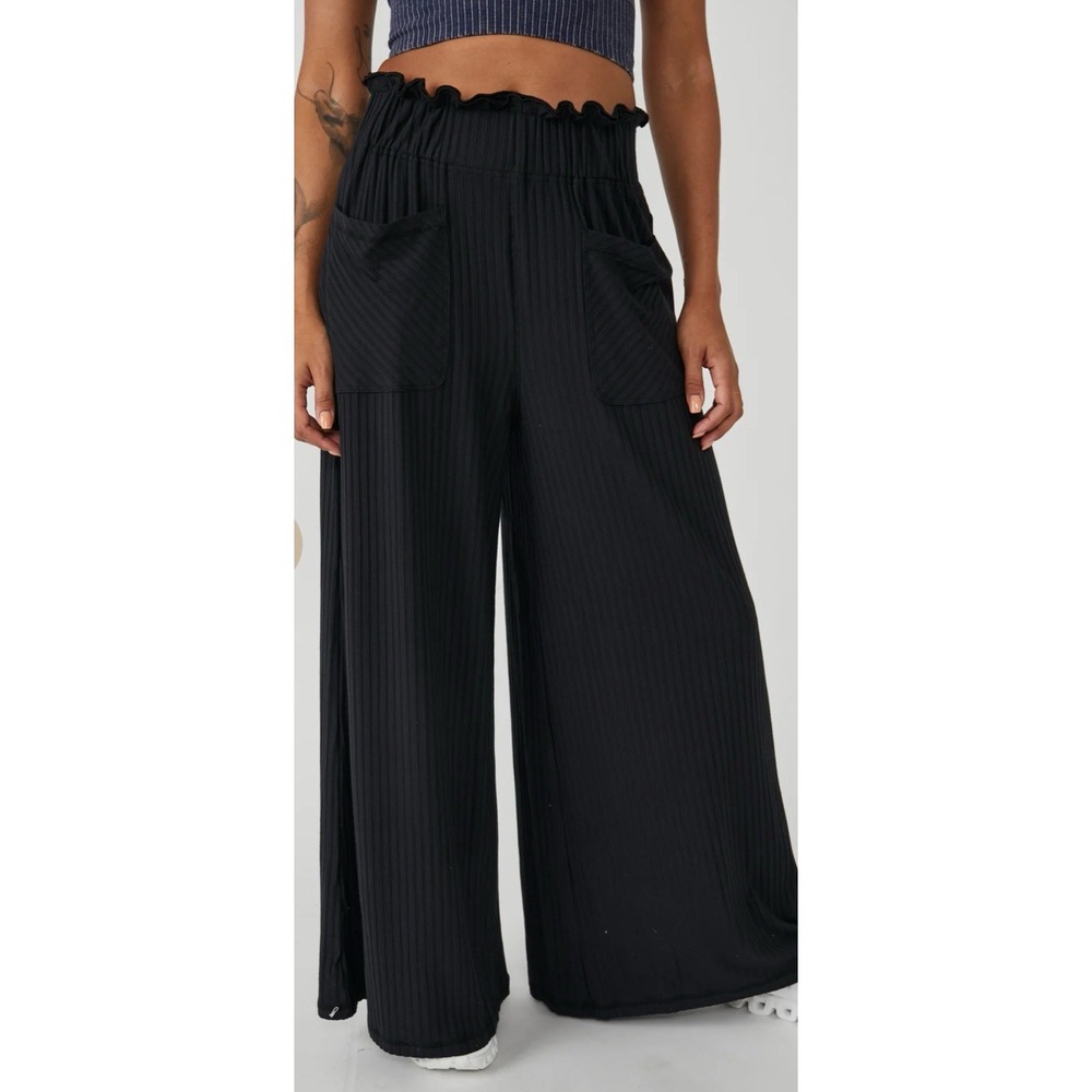 Free People Movement Blissed Out Wide Leg Pants - Black, Size Small (T)